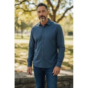 Slate & Stone Shirt Men's Large Blue Casual‎ Career Office Work Wear Modern